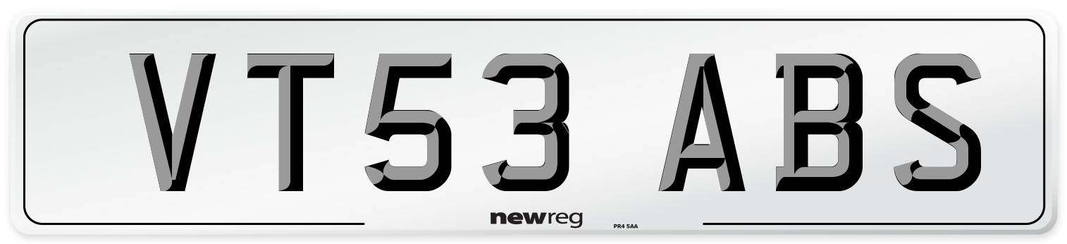 VT53 ABS Number Plate from New Reg